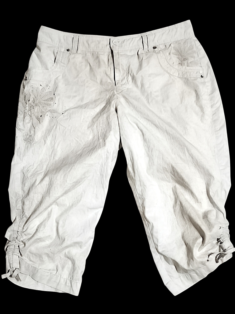White Casual Crop Pants